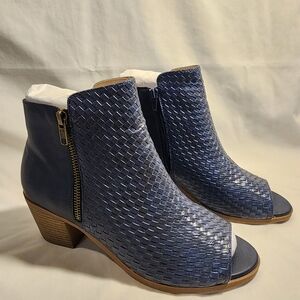 Journee Collection Woven Blue Ankle Booties